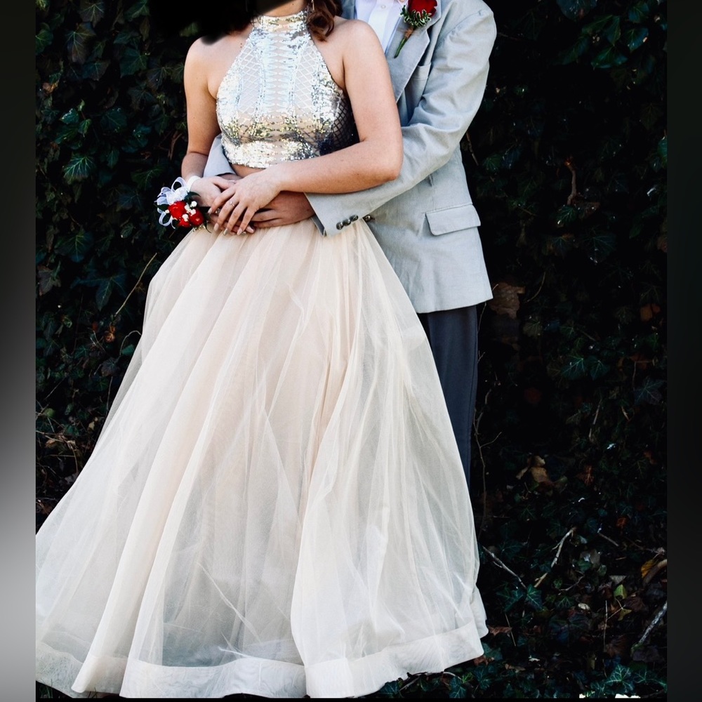 Windsor Crème Colored Two Piece Prom Dress
